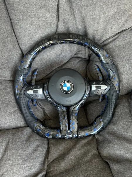 Кермо з кованого карбону синій BMW M + Led екран F-Series F15 F16 F20 F21 F25 F26 F30 F31 F32 F34 F35 F36 Id_152 фото