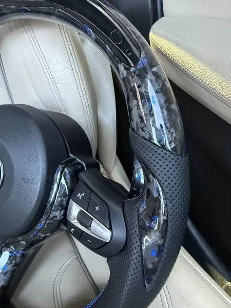 Кермо з кованого карбону синій BMW M + Led екран F-Series F15 F16 F20 F21 F25 F26 F30 F31 F32 F34 F35 F36 Id_152 фото