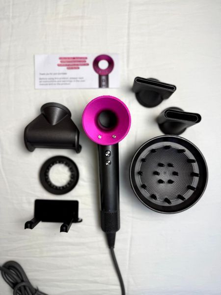 Фен для волосся Supersonic Premium 5 насадок Iron/Fuchsia Сірий з Рожевим Id_034 фото