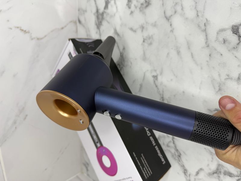 Фен Leafless Hair Dryer для волосся Supersonic Premium Prussian Blue/Rich Copper Синій з золотим Id_043 фото