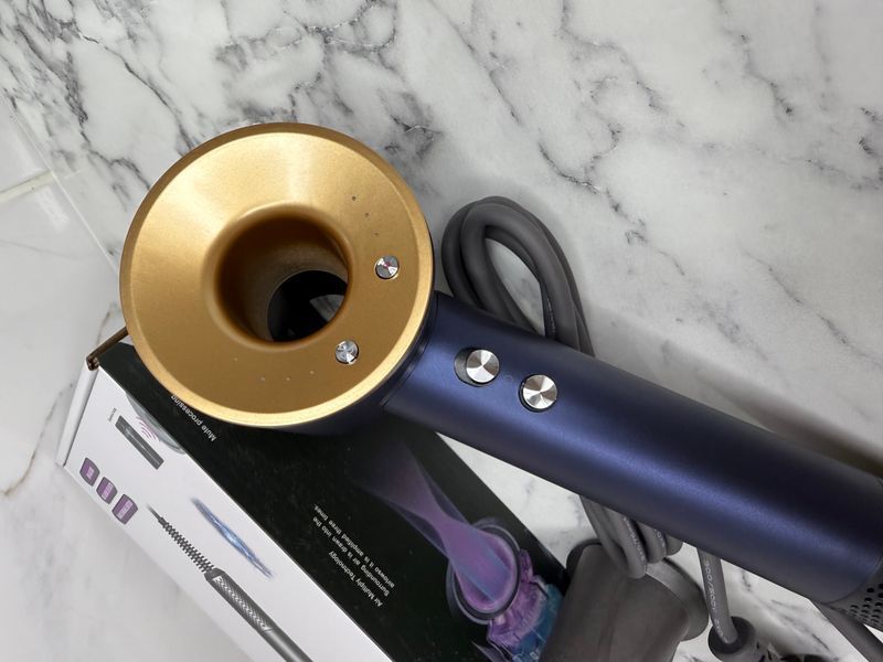 Фен Leafless Hair Dryer для волосся Supersonic Premium Prussian Blue/Rich Copper Синій з золотим Id_043 фото