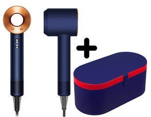 Фен з кейсом Leafless Hair Dryer для волосся Supersonic Premium Prussian Blue/Rich Copper Синій з золотим Id_045 фото
