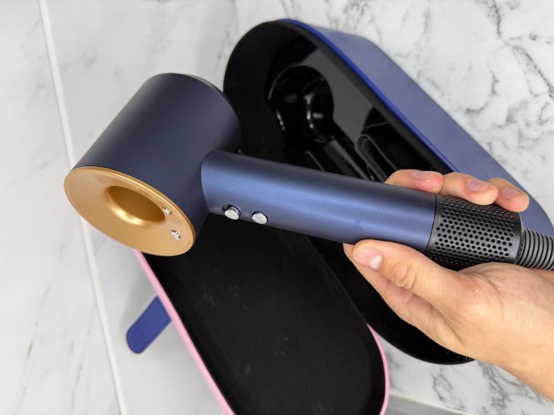 Фен з кейсом Leafless Hair Dryer для волосся Supersonic Premium Prussian Blue/Rich Copper Синій з золотим Id_045 фото