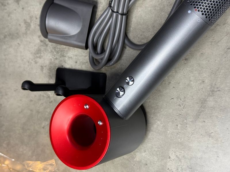 Фен з кейсом Leafless Hair Dryer для волосся Supersonic Premium Nickel/Red Сіро-червоний Id_047 фото