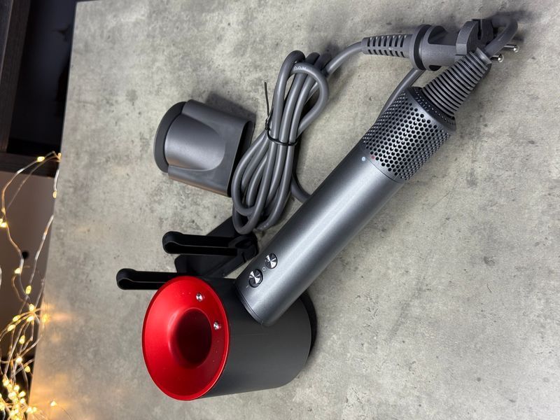 Фен з кейсом Leafless Hair Dryer для волосся Supersonic Premium Nickel/Red Сіро-червоний Id_047 фото