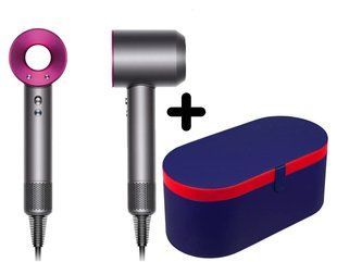 Фен з кейсом Leafless Hair Dryer для волосся Supersonic Premium Nickel/Fuchsia Сіро-рожевий Id_048 фото