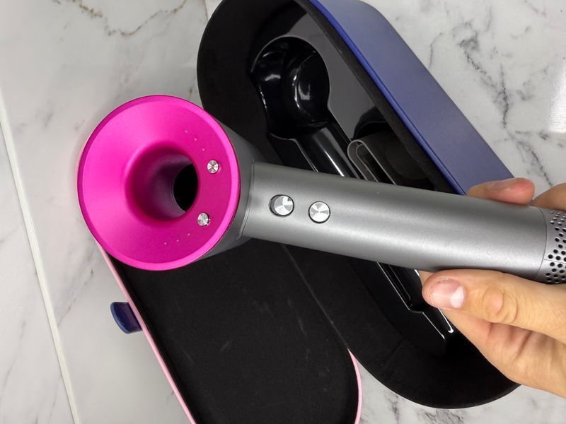 Фен з кейсом Leafless Hair Dryer для волосся Supersonic Premium Nickel/Fuchsia Сіро-рожевий Id_048 фото