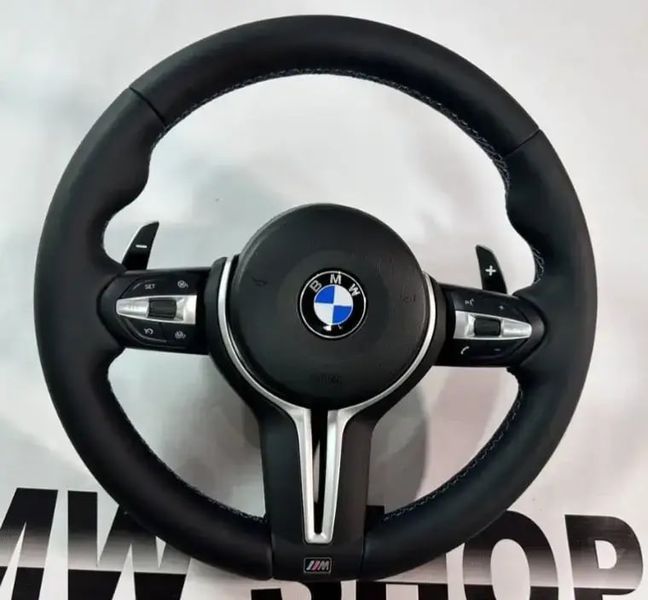 Руль BMW M3 Style M Performance для F01 F02 F06 F07 F10 F11 F12 F13 | Кожаный спортивный Id_142 фото