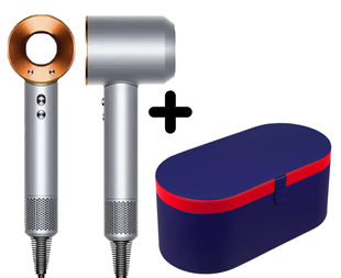 Фен з кейсом Leafless Hair Dryer для волосся Supersonic Premium Nickel/Copper Сіро-золотий Id_052 фото