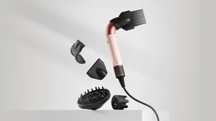 Фен для волосся HD18 Supersonic R Professional Hair Dryer Curly+Coily Ceramic Pink/Rose Gold Id_053 фото
