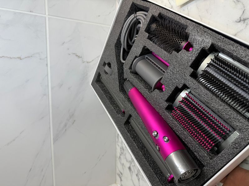 Стайлер для волос HS05 Airwrap Complete Long 6 насадок Fuchsia/Nickel Розовый Id_011 фото