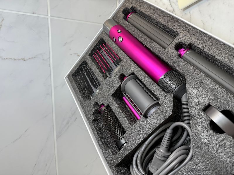 Стайлер для волос HS05 Airwrap Complete Long 6 насадок Fuchsia/Nickel Розовый Id_011 фото